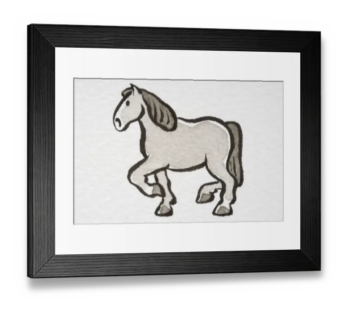 Framed Print : Illustration, trotting Horse (Equus caballus ), side view Framed Print : Illustration, trotting Horse (Equus caballus ), side view