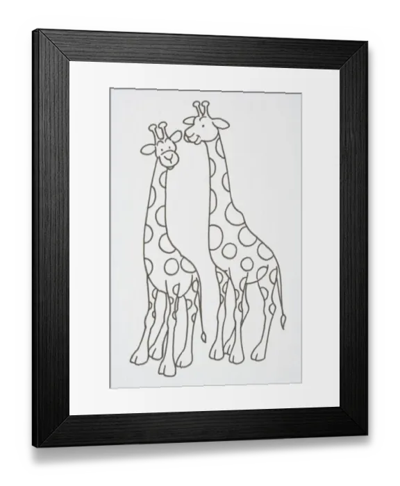 Framed Print : Illustration, pair of smiling Giraffes Framed Print : Illustration, pair of smiling Giraffes