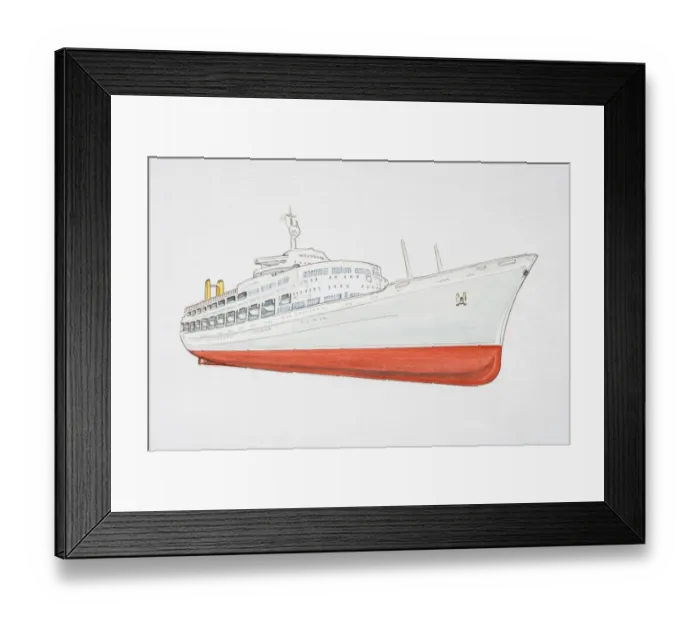 Framed Print : White ocean liner with red underside Framed Print : White ocean liner with red underside