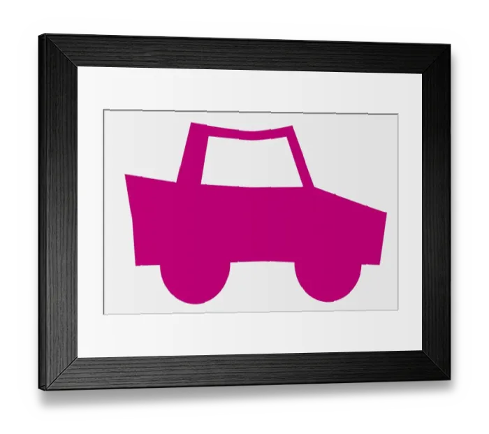 Framed Print : Pink car, side view Framed Print : Pink car, side view