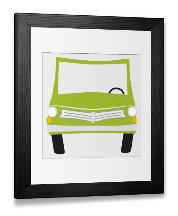Framed Print : Green car, front view Framed Print : Green car, front view