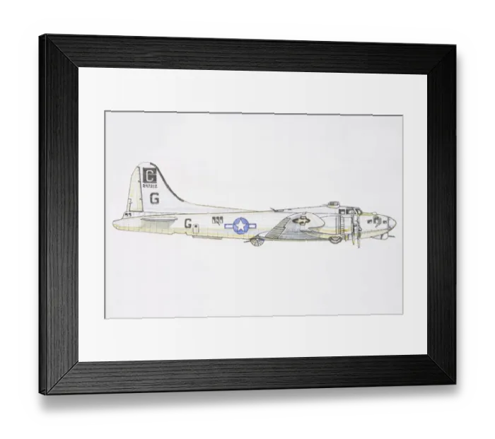 Framed Print : 1943 Boeing B-17G Flying Fortress, metallic-white bomber with star painted on side Framed Print : 1943 Boeing B-17G Flying Fortress, metallic-white bomber with star painted on side