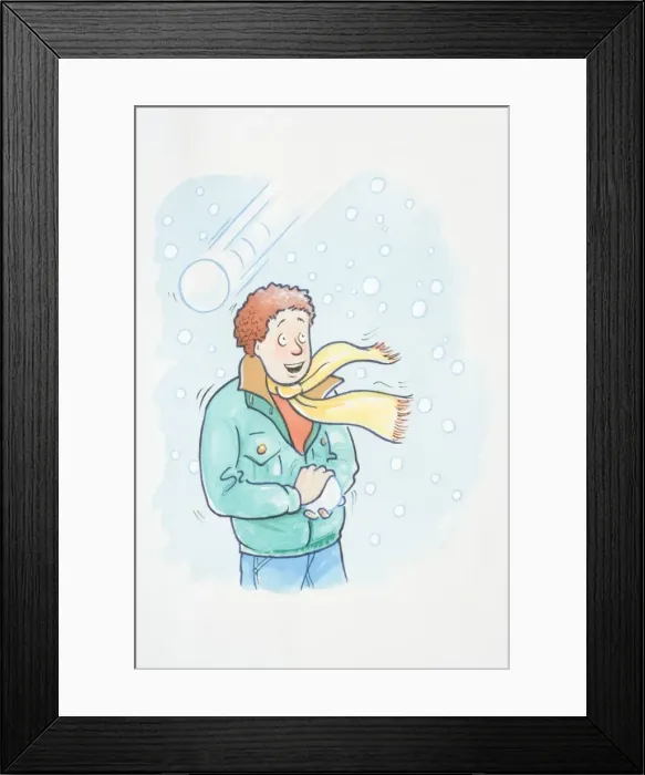 Framed Print : Boy playing with snowballs Framed Print : Boy playing with snowballs