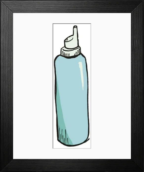 Framed Print : Tall light blue bottle with dispenser top Framed Print : Tall light blue bottle with dispenser top
