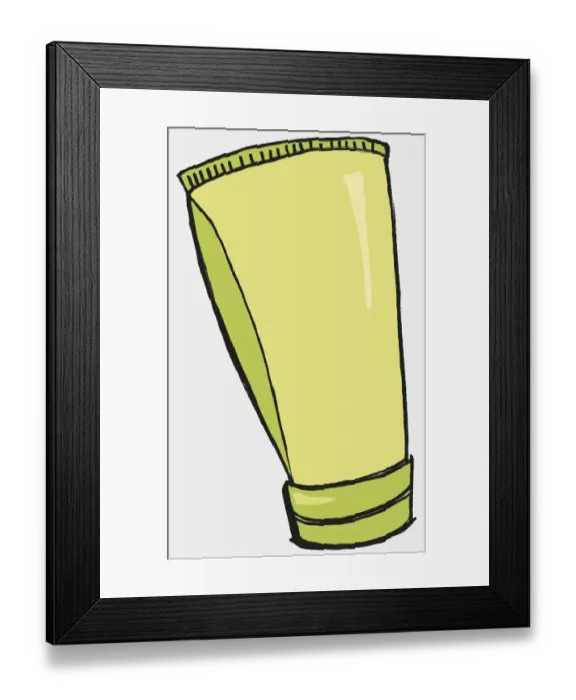 Framed Print : Lime green tube standing on its lid Framed Print : Lime green tube standing on its lid