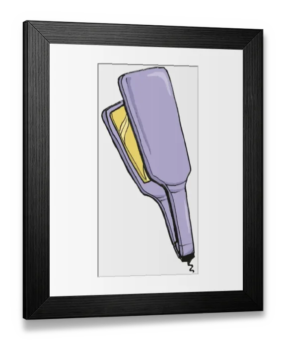 Framed Print : Purple hair straightening iron Framed Print : Purple hair straightening iron