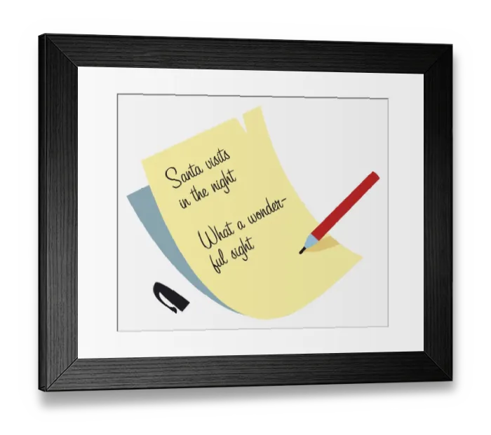 Framed Print : Santa visits in the night, What a wonderful sight note and pen Framed Print : Santa visits in the night, What a wonderful sight note and pen