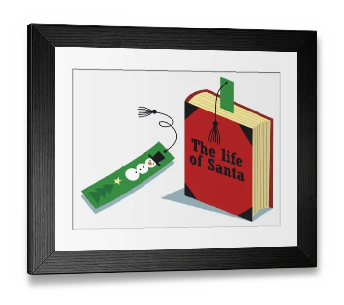 Framed Print : The Life Of Santa book and snowman bookmark Framed Print : The Life Of Santa book and snowman bookmark