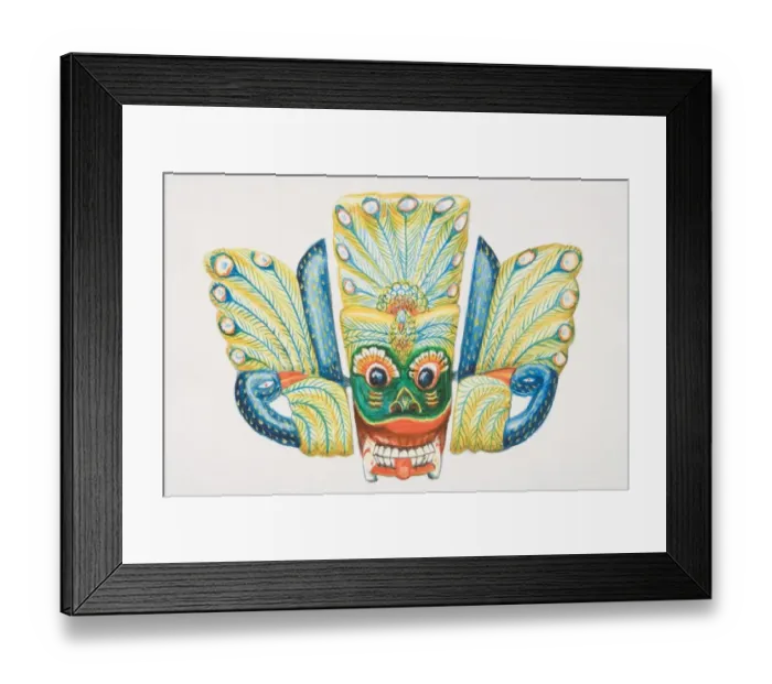 Framed Print : Colourful peacock-themed tribal mask Framed Print : Colourful peacock-themed tribal mask