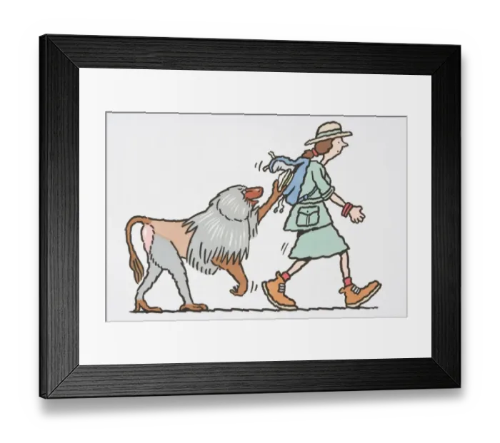 Framed Print : Baboon stealing from safari tourists rucksack Framed Print : Baboon stealing from safari tourists rucksack
