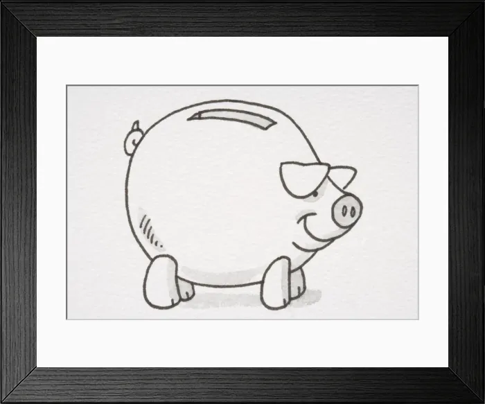 Framed Print : Piggy bank, side view Framed Print : Piggy bank, side view