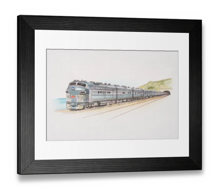 Framed Print : Twentieth Century Ltd, American passenger train emerging from tunnel Framed Print : Twentieth Century Ltd, American passenger train emerging from tunnel