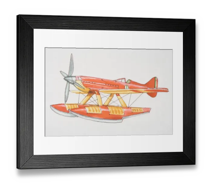 Framed Print : Red seaplane with propellor at front