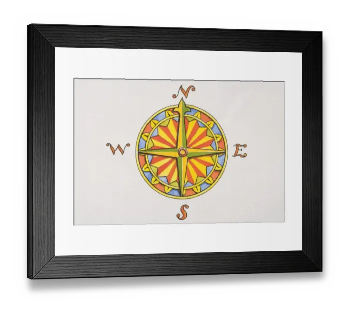 Framed Print : Brightly coloured compass Framed Print : Brightly coloured compass
