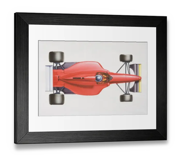 Framed Print : Red formula 1 racing car, view from above Framed Print : Red formula 1 racing car, view from above