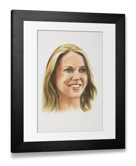 Framed Print : The Caribbeans, head of smiling blonde European woman, front view Framed Print : The Caribbeans, head of smiling blonde European woman, front view