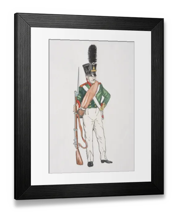 Framed Print : Russian Grenadier circa 1808, wearing summer uniform and holding musket