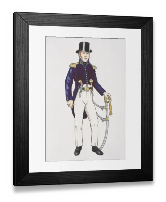 Framed Print : France, French Navy Lieutenant in Undress Uniform, side view Framed Print : France, French Navy Lieutenant in Undress Uniform, side view