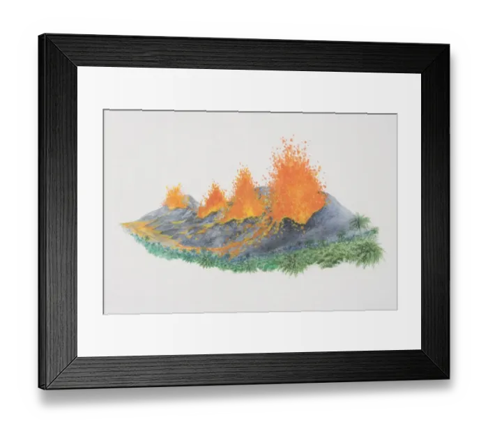 Framed Print : Row of volcanoes erupting simultaneously Framed Print : Row of volcanoes erupting simultaneously