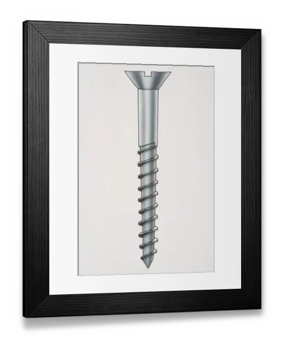 Framed Print : Metal screw, side view Framed Print : Metal screw, side view