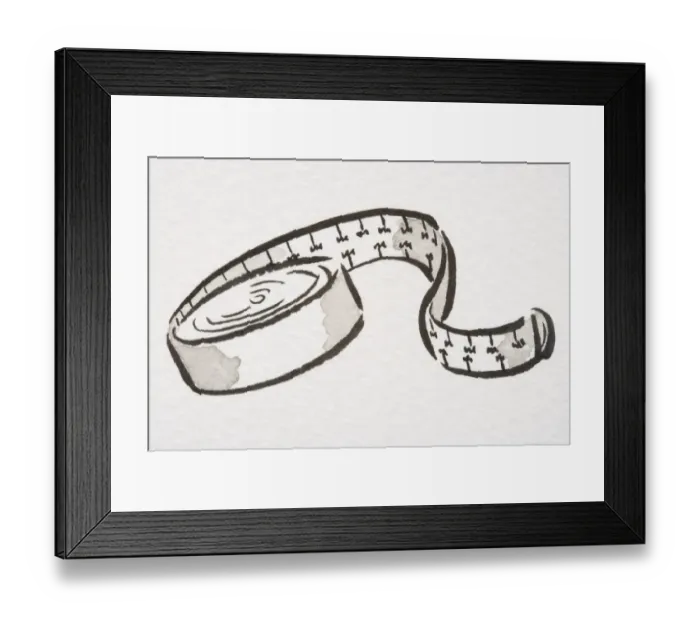 Framed Print : Spooled tape measure, front view Framed Print : Spooled tape measure, front view