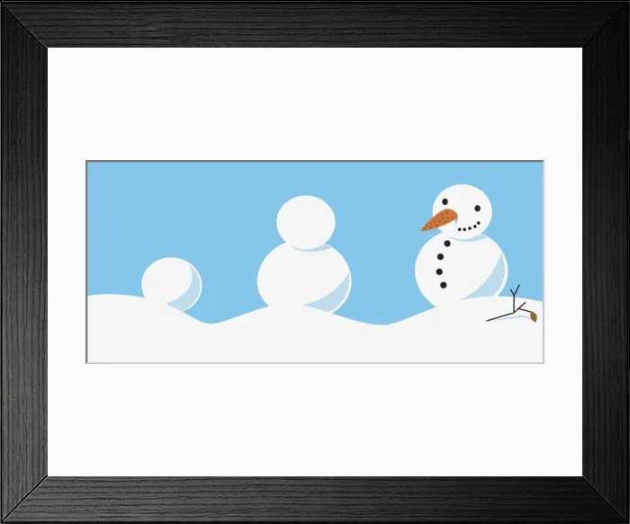 Framed Print : Snowman at three different stages of build