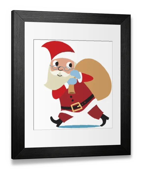Framed Print : Santa Claus walking with sack flung over his shoulder, side view