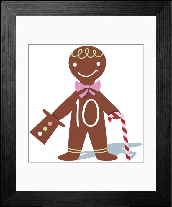 Framed Print : Smiling gingerbread man holding hat and walking stick Framed Print : Smiling gingerbread man holding hat and walking stick