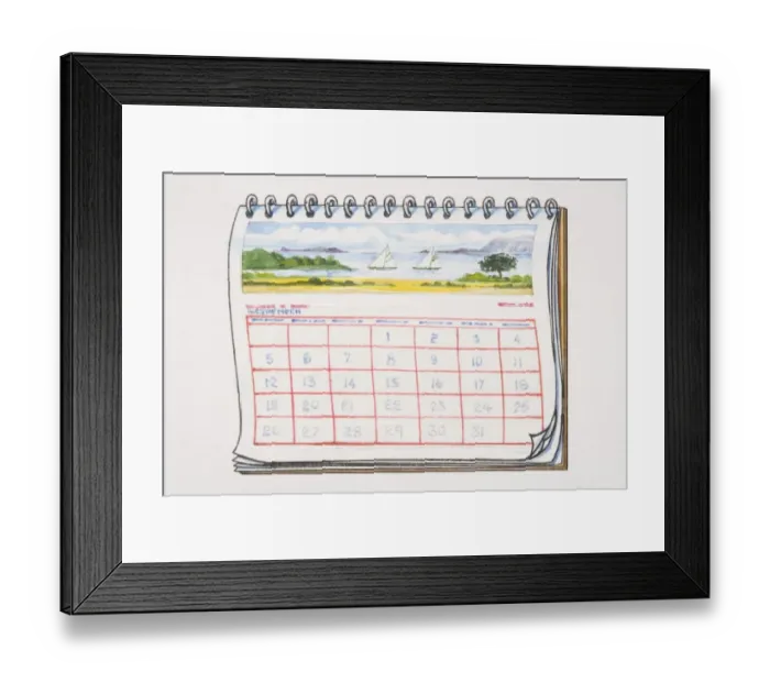 Framed Print : Illustrated calendar, front view Framed Print : Illustrated calendar, front view