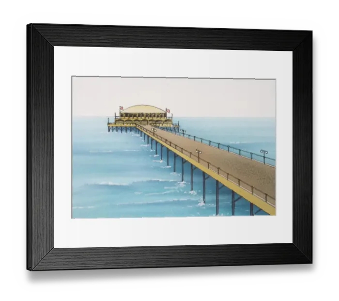 Framed Print : Walkway over pier leading to a building with domed roof, front view