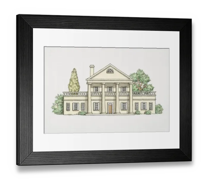 Framed Print : Plantation home, facade view Framed Print : Plantation home, facade view