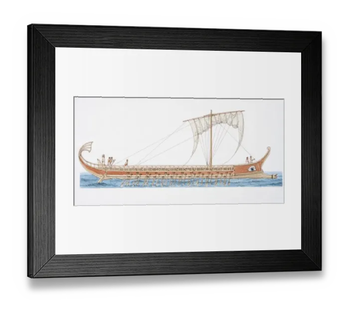 Framed Print : 500 BC Greek trireme, side view Framed Print : 500 BC Greek trireme, side view