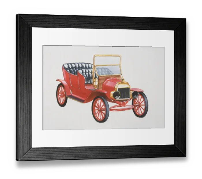 Framed Print : Red model T Ford car, front view Framed Print : Red model T Ford car, front view