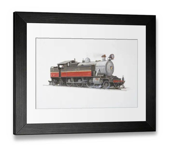 Framed Print : Tank engine with a coal bunker, side view Framed Print : Tank engine with a coal bunker, side view