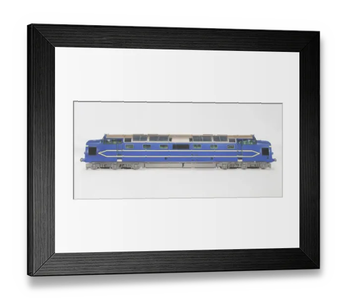 Framed Print : Blue locomotive, elevated view Framed Print : Blue locomotive, elevated view