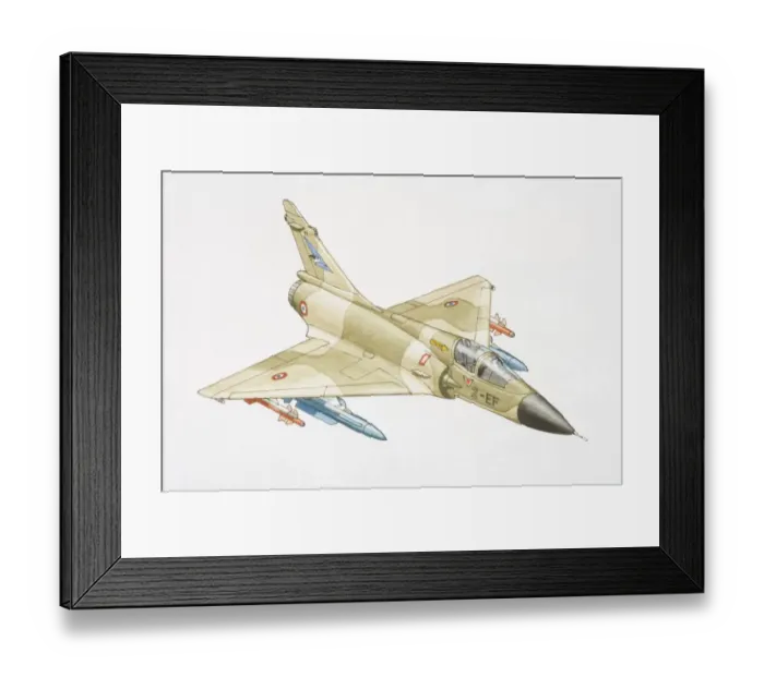 Framed Print : Dassault Mirage military jet with missiles below wings Framed Print : Dassault Mirage military jet with missiles below wings