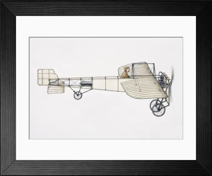 Framed Print : Louis Bleriots 1909 aircraft, side view Framed Print : Louis Bleriots 1909 aircraft, side view