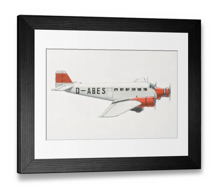 Framed Print : German 1930 Junker 52 plane, side view Framed Print : German 1930 Junker 52 plane, side view