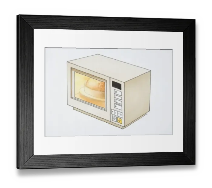 Framed Print : Microwave oven, elevated view Framed Print : Microwave oven, elevated view