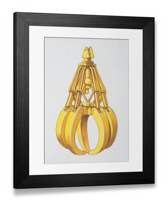 Framed Print : Yellow grapple of an excavator in close position Framed Print : Yellow grapple of an excavator in close position