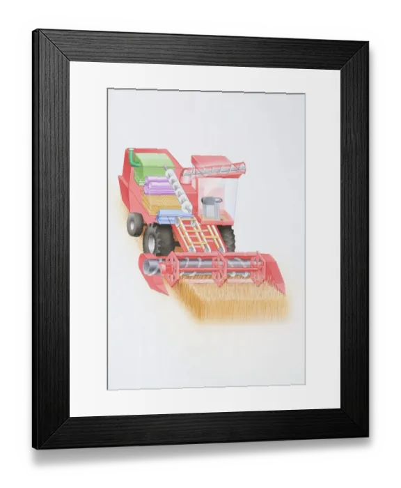 Framed Print : Red combine harvester Framed Print : Red combine harvester