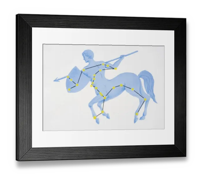 Framed Print : A diagram illustrating the constellation of Centaurus complete with image of a centaur