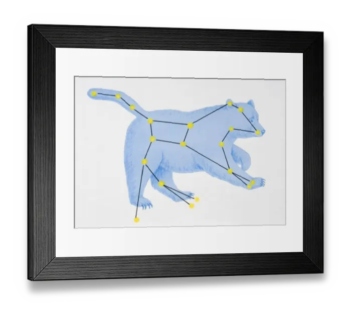 Framed Print : A diagram illustrating the constellation of Ursa Major complete with image of a bear Framed Print : A diagram illustrating the constellation of Ursa Major complete with image of a bear