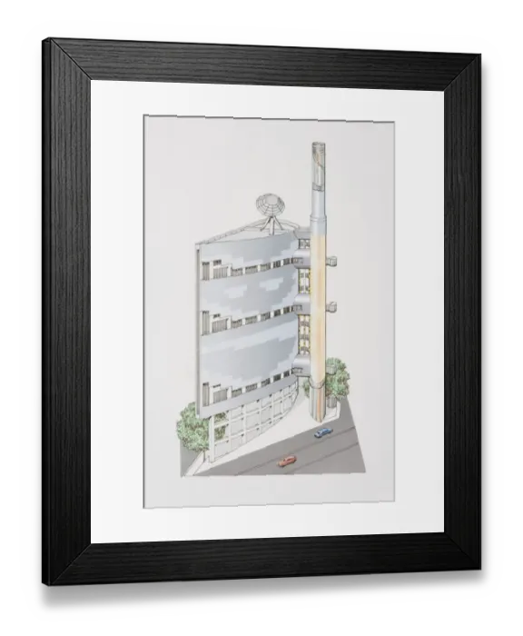 Framed Print : Japan, Tokyo, Tomigaya Exhibition Space and Turbine Tower designed by Richard Rogers Framed Print : Japan, Tokyo, Tomigaya Exhibition Space and Turbine Tower designed by Richard Rogers