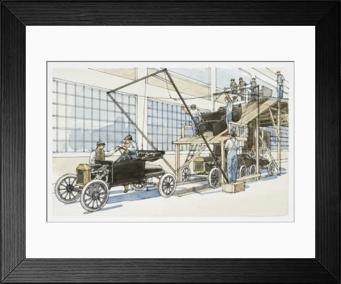 Framed Print : 1913 car assembly line, front view Framed Print : 1913 car assembly line, front view