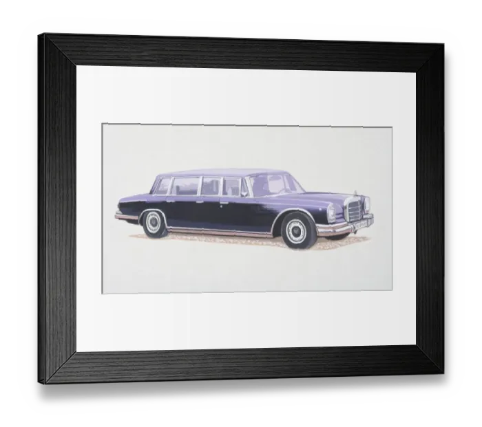 Framed Print : 1960s super-luxury eight-seater Mercedes-Benz, side view Framed Print : 1960s super-luxury eight-seater Mercedes-Benz, side view