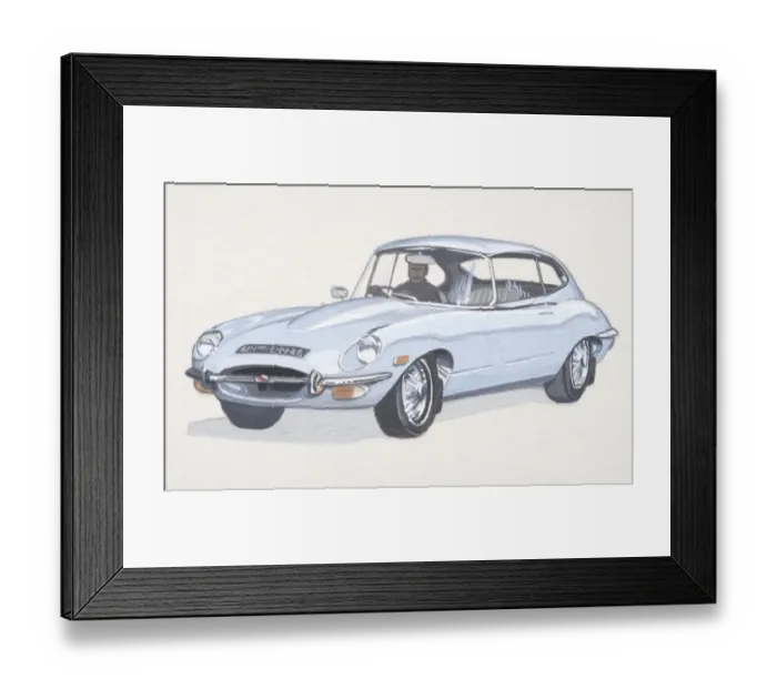 Framed Print : 1960s E-Type Jaguar, side view Framed Print : 1960s E-Type Jaguar, side view