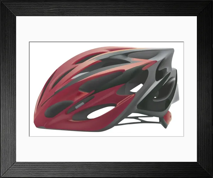 Framed Print : Red cycling helmet, side view Framed Print : Red cycling helmet, side view