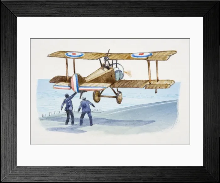 Framed Print : Sopwith Pup plane taking off by seafront, rear view Framed Print : Sopwith Pup plane taking off by seafront, rear view