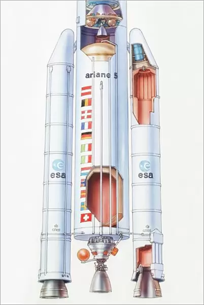 Diagram of Ariane 5 rocket, side view